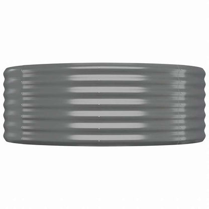 vidaXL ガーデンプランター 粉体塗装スチール 100x100x36 cm グレーホーム&ガーデン 芝&ガーデン ガーデニング 鉢植え・プランター(代引不可)