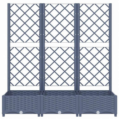 vidaXL ガーデンプランター トレリス付き ブルーグレー 120x40x121.5 cm PPホーム&ガーデン 芝&ガーデン ガーデニング 鉢植え・プランター(代引不可)