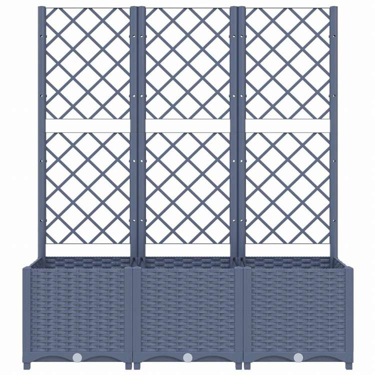 vidaXL ガーデンプランター トレリス付き ブルーグレー 120x40x136 cm PPホーム&ガーデン 芝&ガーデン ガーデニング 鉢植え・プランター(代引不可)