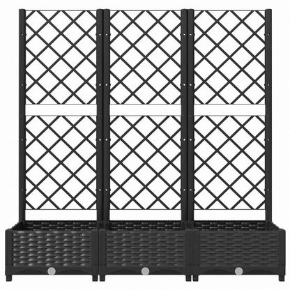 vidaXL ガーデンプランター トレリス付き ブラック 120x40x121.5 cm PPホーム&ガーデン 芝&ガーデン ガーデニング 鉢植え・プランター(代引不可)