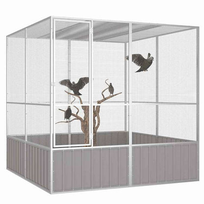 vidaXL バードケージ グレー 213.5x217.5x211.5 cm 亜鉛メッキ鋼動物&ペット用品 ペット用品 鳥用品 取りかご・スタンド(代引不可)
