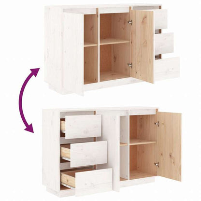 vidaXL サイドボード ホワイト 111x34x75 cm パイン無垢材家具 キャビネット&収納 サイドボード(代引不可)