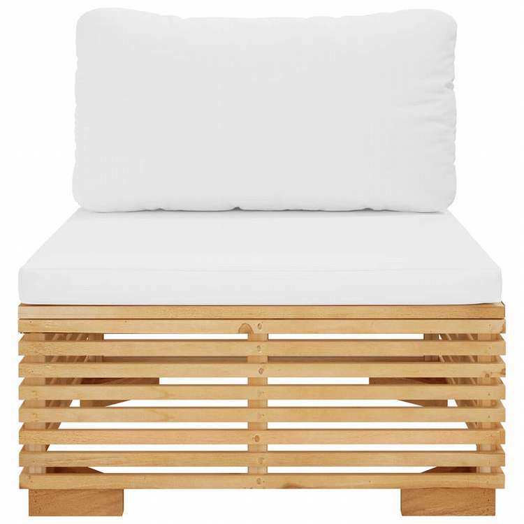 vidaXL ガーデンミドルソファ クリームクッション付 チーク無垢材家具 アウトドア家具 屋外椅子 屋外用組み合わせソファセット(代引不可)