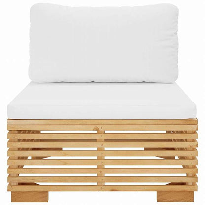 vidaXL ガーデンミドルソファ クリームクッション付 チーク無垢材家具 アウトドア家具 屋外椅子 屋外用組み合わせソファセット(代引不可)