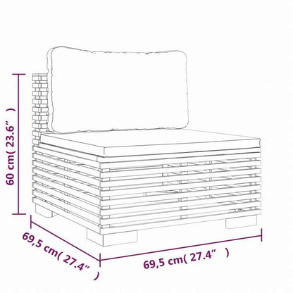 vidaXL ガーデンミドルソファ クリームクッション付 チーク無垢材家具 アウトドア家具 屋外椅子 屋外用組み合わせソファセット(代引不可)