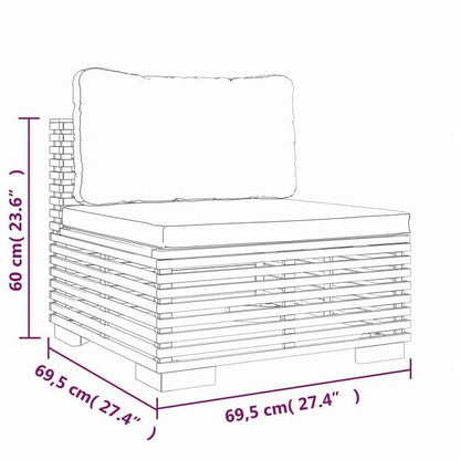 vidaXL ガーデンミドルソファ ダークグレークッション付き チーク無垢材家具 アウトドア家具 屋外椅子 屋外用組み合わせソファセット(代引不可)