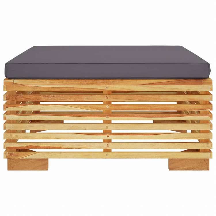 vidaXL ガーデンフットレスト ダークグレークッション付き チーク無垢材家具 アウトドア家具 屋外椅子 屋外用組み合わせソファセット(代引不可)