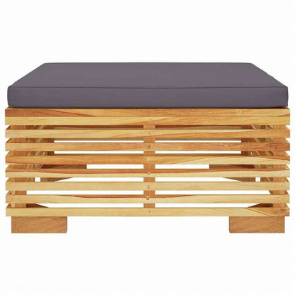 vidaXL ガーデンフットレスト ダークグレークッション付き チーク無垢材家具 アウトドア家具 屋外椅子 屋外用組み合わせソファセット(代引不可)