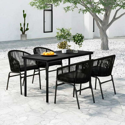 vidaXL ガーデンダイニング5点セット ブラック家具 アウトドア家具 屋外家具セット(代引不可)
