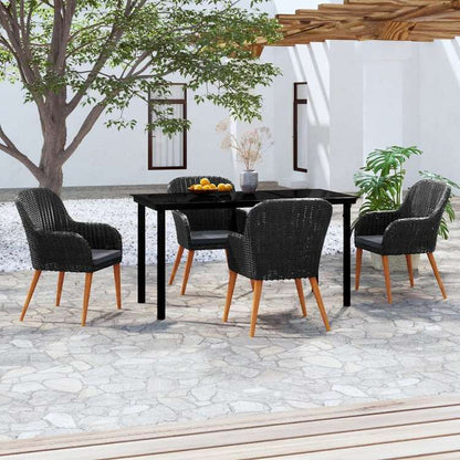 vidaXL ガーデンダイニングセット 5点 クッション付き ブラック家具 アウトドア家具 屋外家具セット(代引不可)