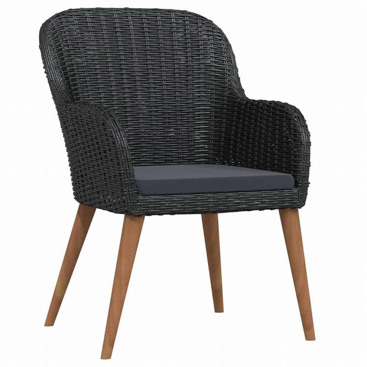 vidaXL ガーデンダイニングセット 7点 クッション付き ブラック家具 アウトドア家具 屋外家具セット(代引不可)