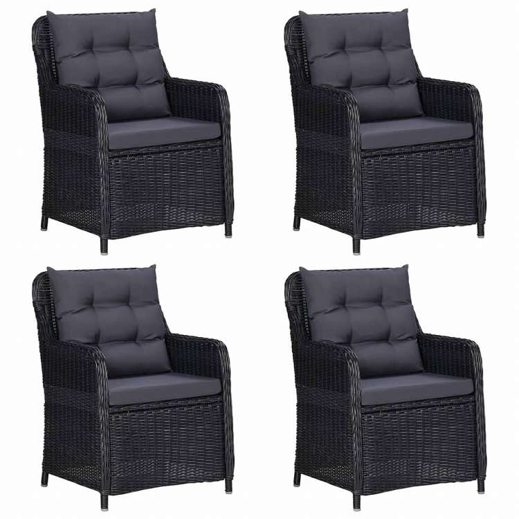 vidaXL ガーデンダイニング5点セット ブラック家具 アウトドア家具 屋外家具セット(代引不可)