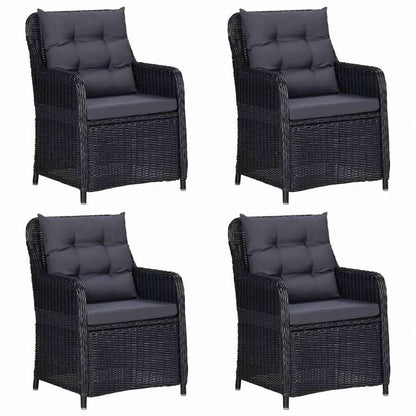 vidaXL ガーデンダイニング5点セット ブラック家具 アウトドア家具 屋外家具セット(代引不可)