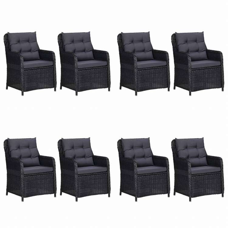 vidaXL ガーデンダイニング9点セット ブラック家具 アウトドア家具 屋外家具セット(代引不可)