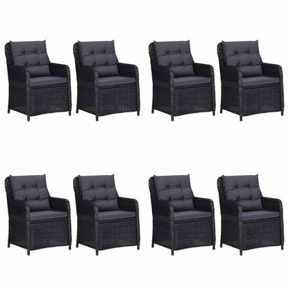 vidaXL ガーデンダイニング9点セット ブラック家具 アウトドア家具 屋外家具セット(代引不可)