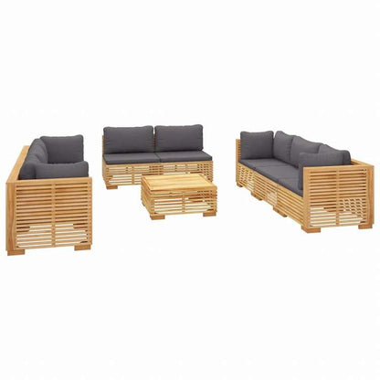 vidaXL ガーデンラウンジ 9点セット クッション付 チーク無垢材家具 アウトドア家具 屋外家具セット(代引不可)