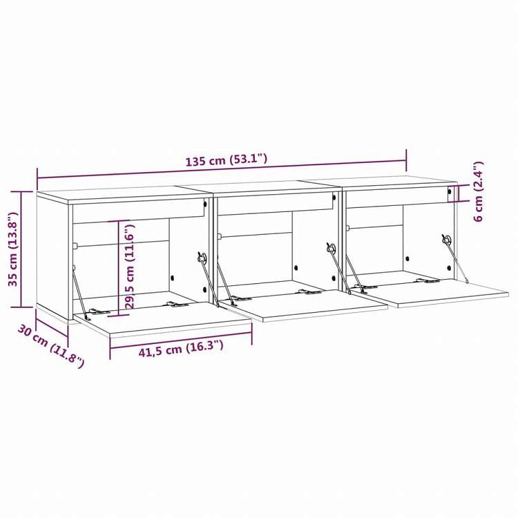 vidaXL テレビキャビネット 3点 無垢のパイン材 (813435+813436)家具 AVラック・テレビ台(代引不可)