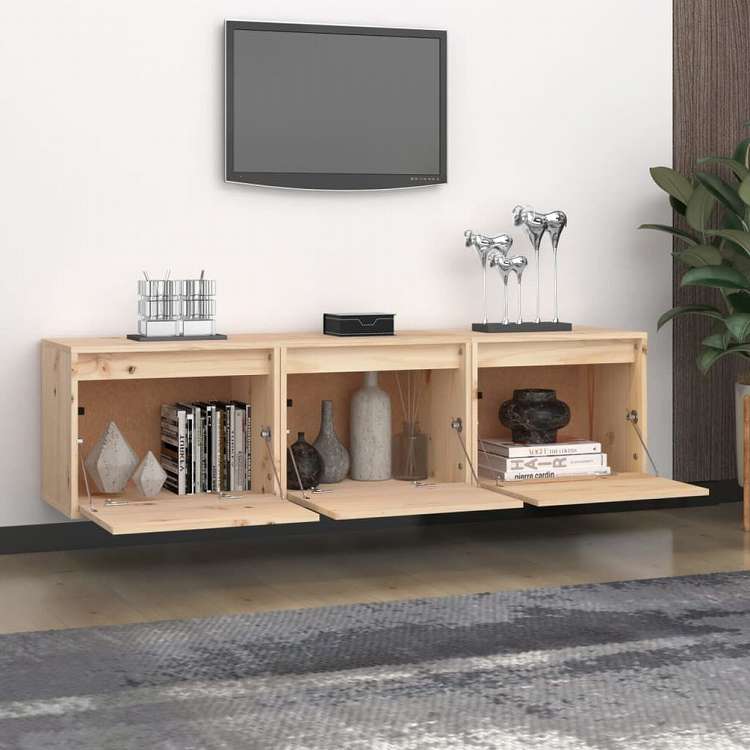 vidaXL テレビキャビネット 3点 無垢のパイン材 (813435+813436)家具 AVラック・テレビ台(代引不可)