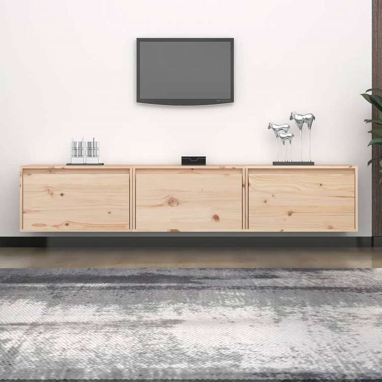 vidaXL テレビキャビネット 3点 パイン無垢材家具 AVラック・テレビ台(代引不可)