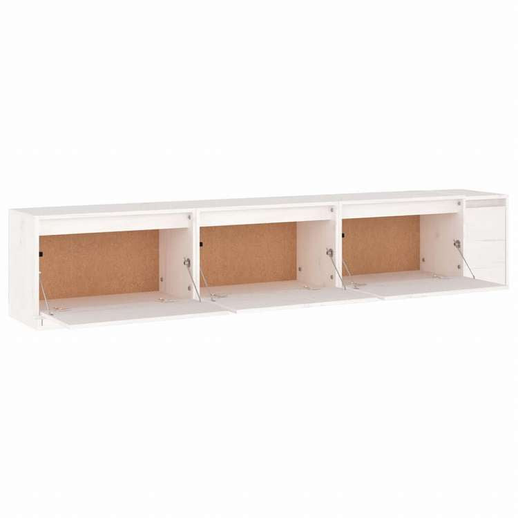 vidaXL テレビキャビネット 3点 無垢のホワイトパイン材家具 AVラック・テレビ台(代引不可)