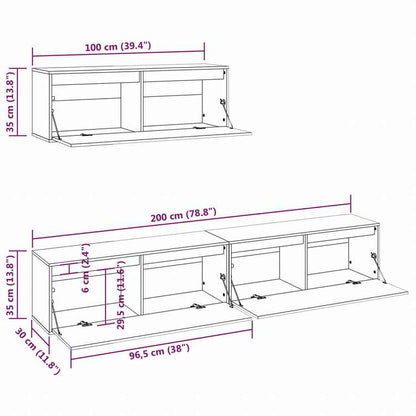 vidaXL テレビキャビネット 3点 無垢のパイン材 (813465+813466)家具 AVラック・テレビ台(代引不可)
