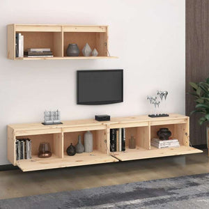 vidaXL テレビキャビネット 3点 無垢のパイン材 (813465+813466)家具 AVラック・テレビ台(代引不可)