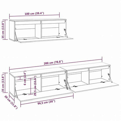 vidaXL 3ピースTVキャビネットセットホワイト無垢材パイン家具 AVラック・テレビ台(代引不可)