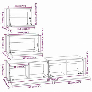 vidaXL テレビキャビネット 4点 無垢のパイン材 (813435+813445+813456)家具 AVラック・テレビ台(代引不可)