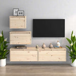vidaXL テレビキャビネット 4点 無垢のパイン材 (813435+813445+813456)家具 AVラック・テレビ台(代引不可)