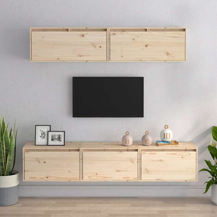 vidaXL 5ピースTVキャビネットセット無垢材パイン家具 AVラック・テレビ台(代引不可)