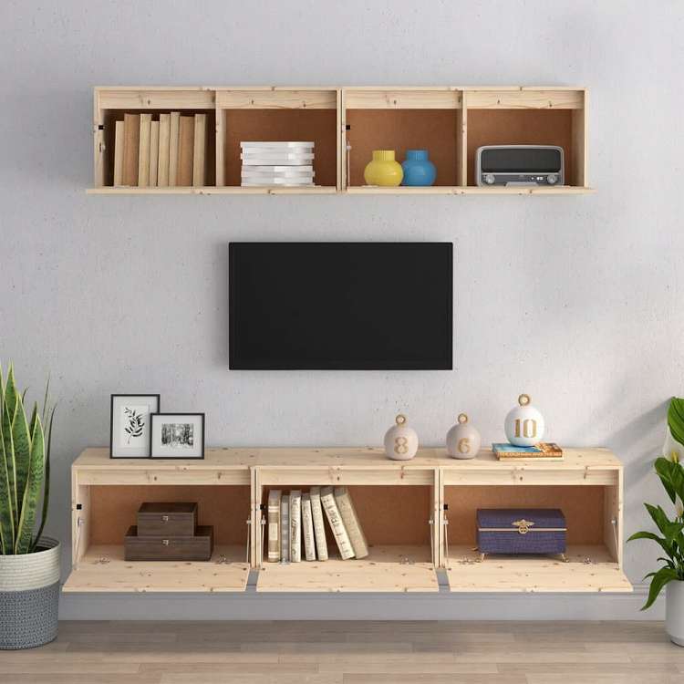 vidaXL 5ピースTVキャビネットセット無垢材パイン家具 AVラック・テレビ台(代引不可)