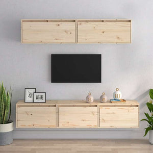 vidaXL 5ピースTVキャビネットセット無垢材パイン家具 AVラック・テレビ台(代引不可)