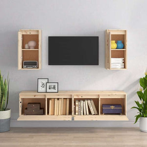 vidaXL テレビキャビネット 4点 無垢のパイン材 (813456+813486)家具 AVラック・テレビ台(代引不可)