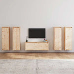 vidaXL 3100209 vidaXL テレビキャビネット 5点 無垢のパイン材 (813465+813506x2)家具 AVラック・テレビ台(代引不可)