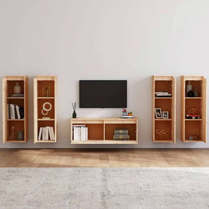 vidaXL 3100209 vidaXL テレビキャビネット 5点 無垢のパイン材 (813465+813506x2)家具 AVラック・テレビ台(代引不可)