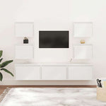 vidaXL テレビキャビネット 7点 無垢のホワイトパイン材家具 AVラック・テレビ台(代引不可)