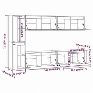 vidaXL テレビキャビネット 6点 無垢のパイン材 (813456x2+813486)家具 AVラック・テレビ台(代引不可)