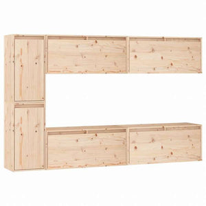 vidaXL テレビキャビネット 6点 無垢のパイン材 (813456x2+813486)家具 AVラック・テレビ台(代引不可)