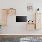 vidaXL テレビキャビネット 4点 無垢のパイン材 (813436+813506)家具 AVラック・テレビ台(代引不可)