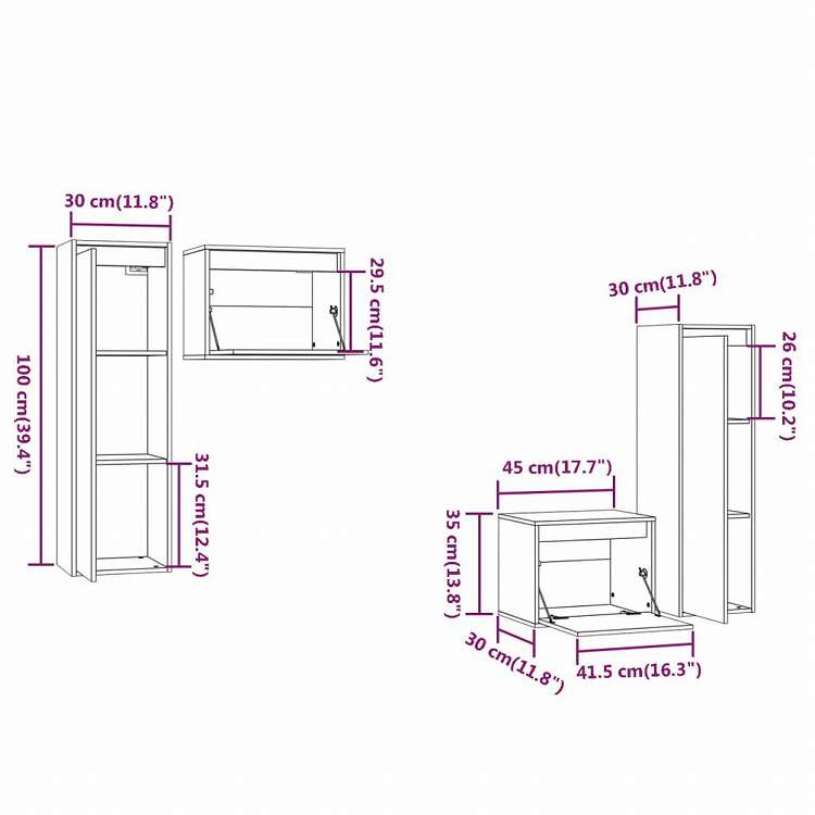 vidaXL テレビキャビネット 4点 無垢のパイン材 (813436+813506)家具 AVラック・テレビ台(代引不可)