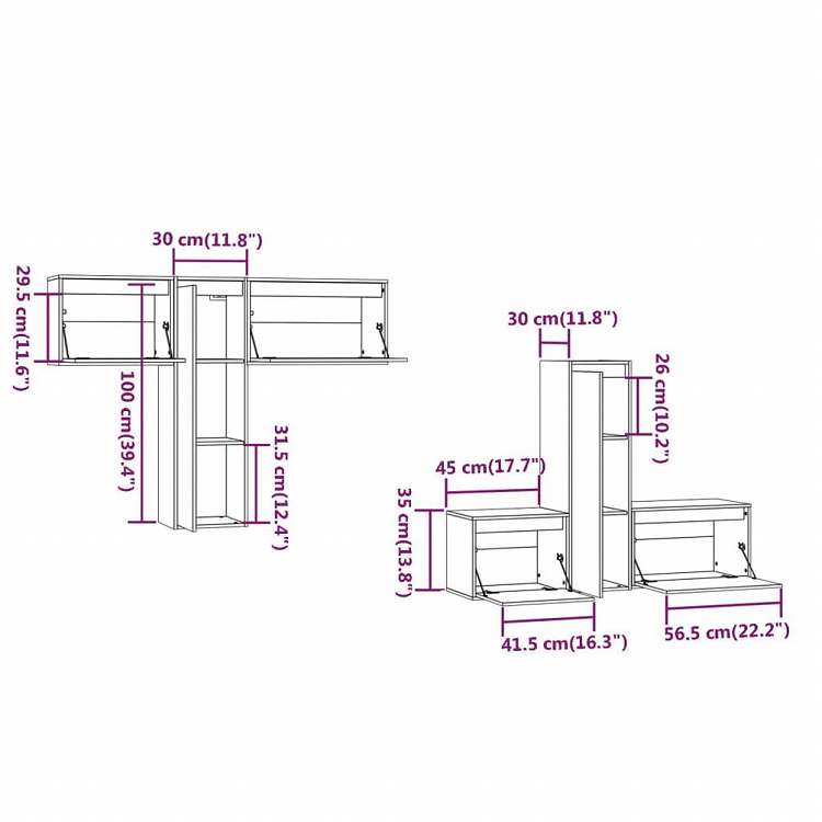 vidaXL テレビキャビネット 6点 無垢のパイン材 (813436+813446+813506)家具 AVラック・テレビ台(代引不可)