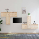 vidaXL テレビキャビネット 6点 無垢のパイン材 (813436+813446+813506)家具 AVラック・テレビ台(代引不可)