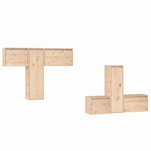 vidaXL テレビキャビネット 6点 無垢のパイン材 (813436+813446+813506)家具 AVラック・テレビ台(代引不可)