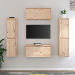 vidaXL テレビキャビネット 6点 無垢のパイン材 (813486x2+813456)家具 AVラック・テレビ台(代引不可)