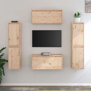 vidaXL テレビキャビネット 6点 無垢のパイン材 (813486x2+813456)家具 AVラック・テレビ台(代引不可)