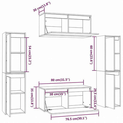 vidaXL テレビキャビネット 6点 無垢のパイン材 (813486x2+813456)家具 AVラック・テレビ台(代引不可)