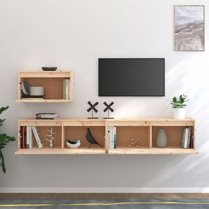vidaXL テレビキャビネット 3点 無垢のパイン材 (813445+813466)家具 AVラック・テレビ台(代引不可)