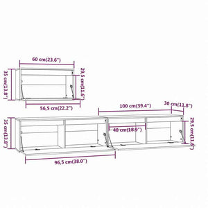 vidaXL テレビキャビネット 3点 無垢のパイン材 (813445+813466)家具 AVラック・テレビ台(代引不可)