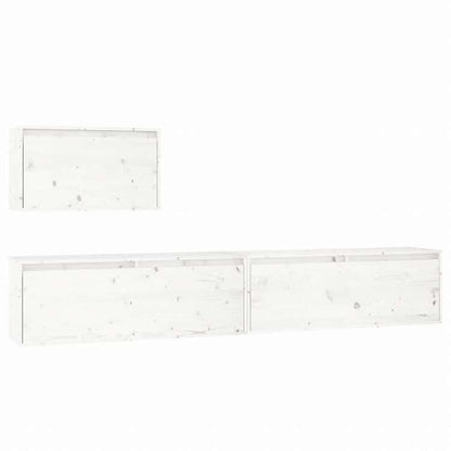 vidaXL テレビキャビネット 3点 無垢のホワイトパイン材家具 AVラック・テレビ台(代引不可)