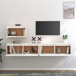 vidaXL テレビキャビネット 3点 無垢のホワイトパイン材家具 AVラック・テレビ台(代引不可)